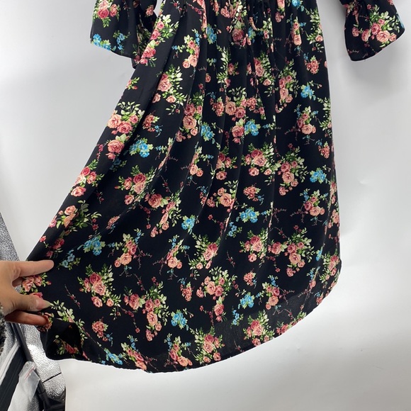Modcloth Floral Midi Dress - Black and Pink - Picture 4 of 6